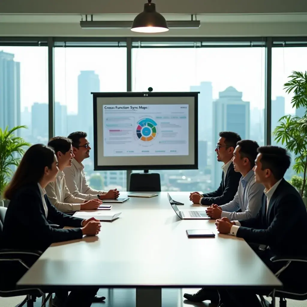A visual representation of the Cross-Function Sync Map highlighting key departments.