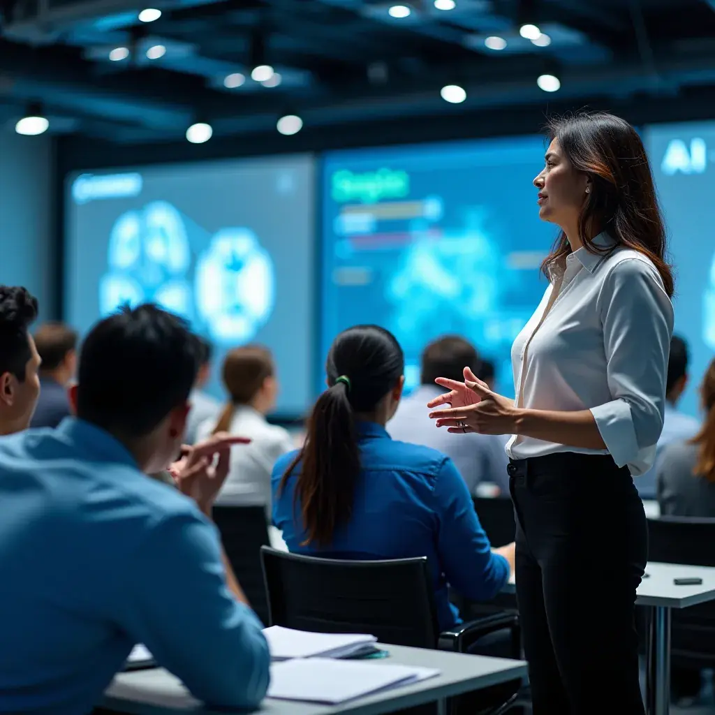 A consultant presenting insights on aligning departments for automation success.