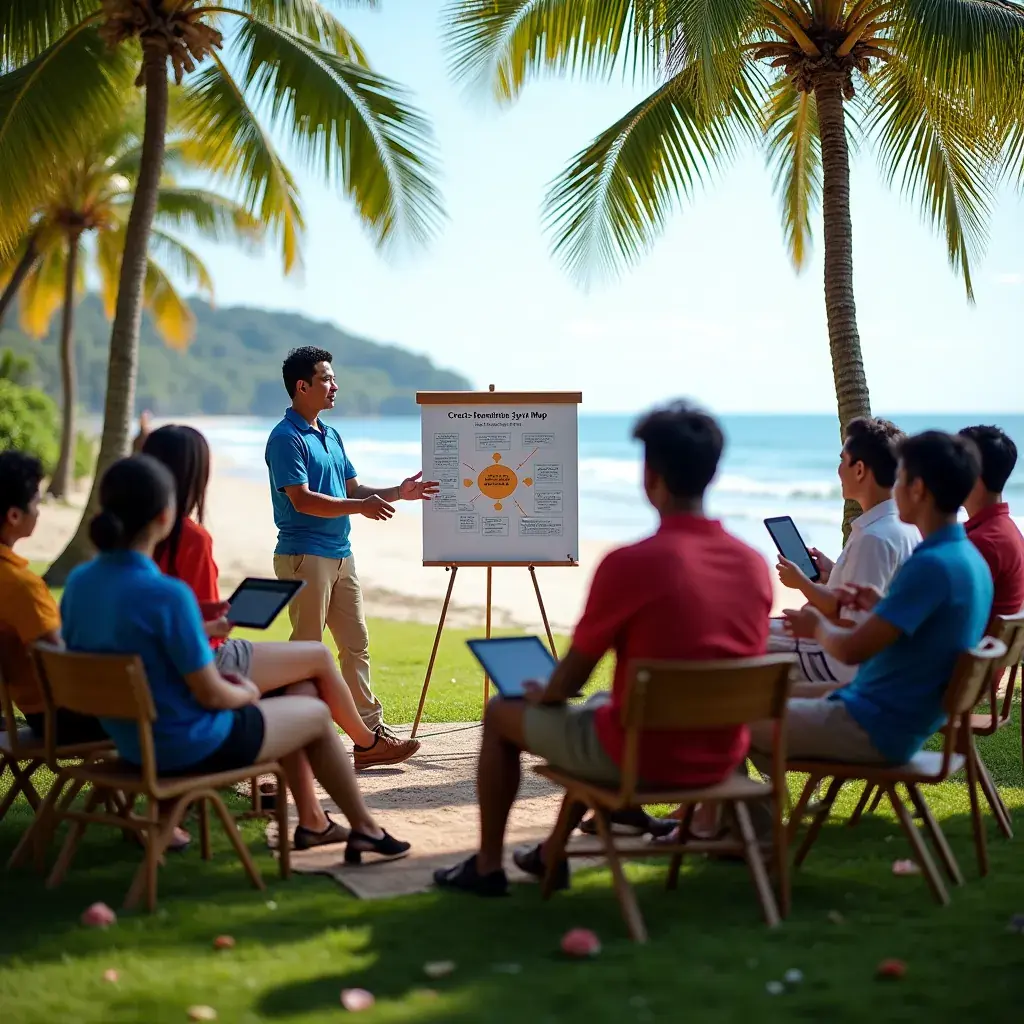 An animated graphic depicting the flow of information between departments.